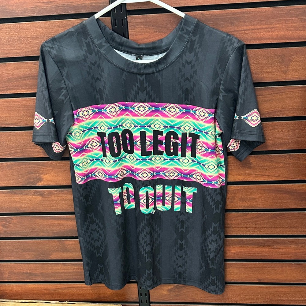 Too Legit To Quit Black Graphic Short Sleeve Tee